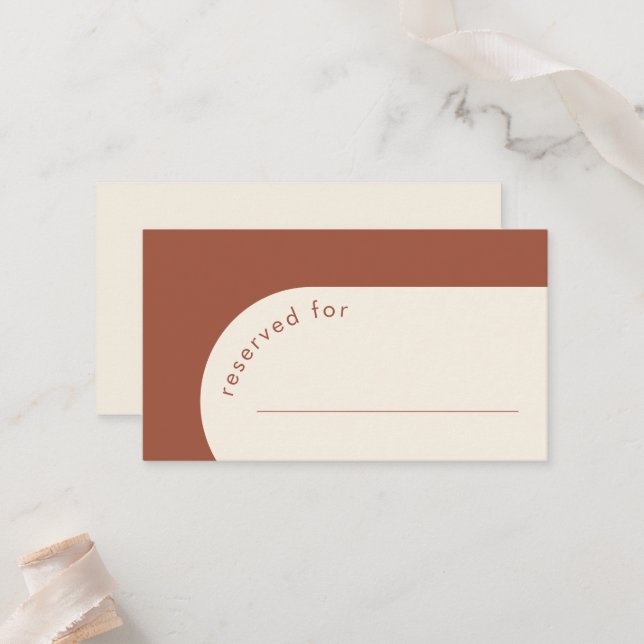 Carte De Placement Arc géométrique moderne en terre cuite Mariage Esc (Devant/Arrière en situation)