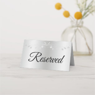 Carte De Placement Argent Gradient Élégant Flourish Mariage Réservé