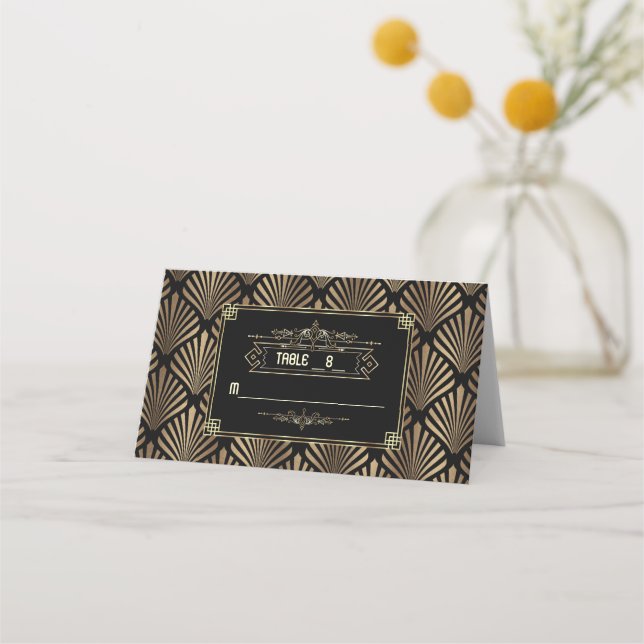 Carte De Placement Art Déco White Gatsby 1920s Mariage Numéro de tabl (Devant)