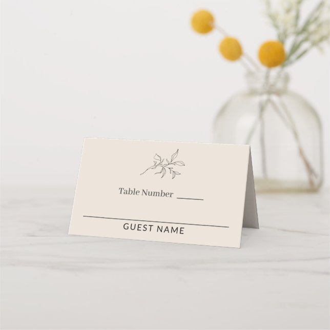 Carte De Placement Automne Beige Simple Mariage élégant (Devant)