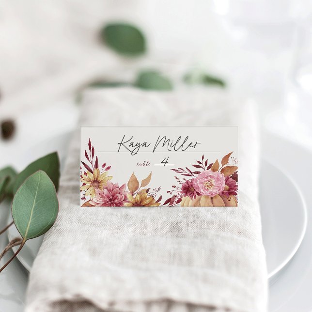 Carte De Placement Automne Citrouille & Fleurs Sauvages (Créateur téléchargé)