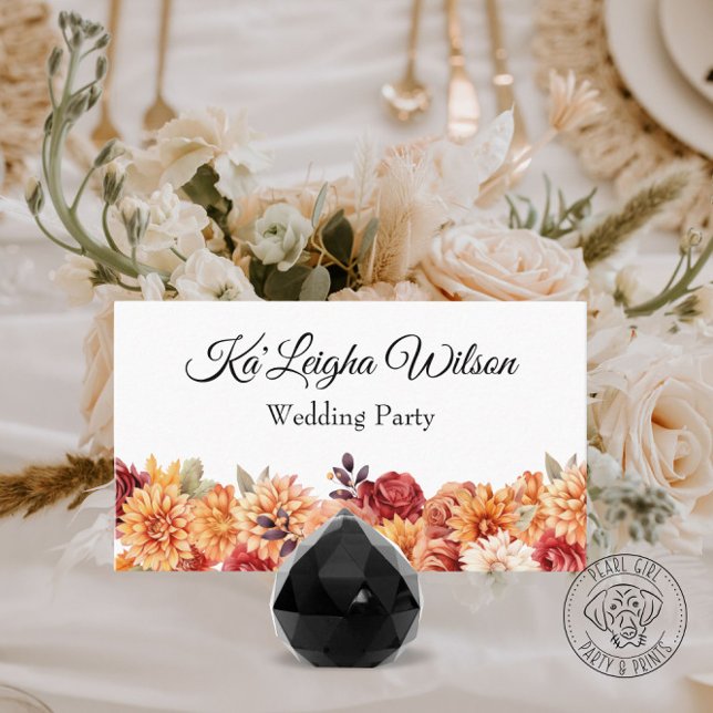 Carte De Placement Automne Floral Mariage Plat Place Card (Créateur téléchargé)
