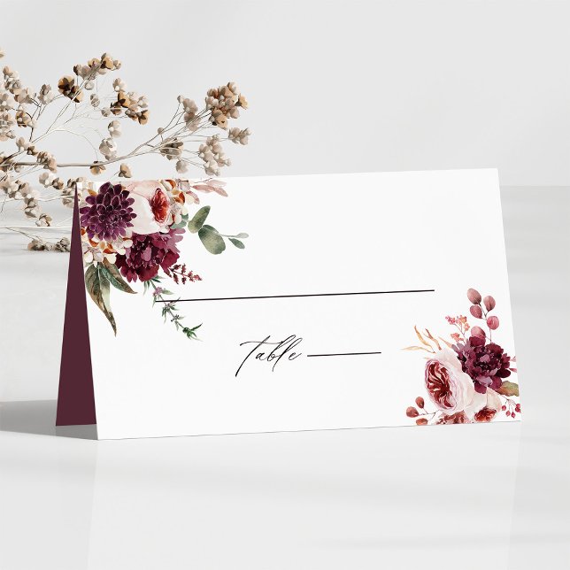 Carte De Placement Automne Romance Floral Mariage Personnalisé (Créateur téléchargé)