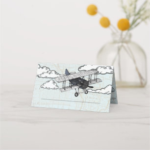 Carte De Placement Avion Vintage Travel Party