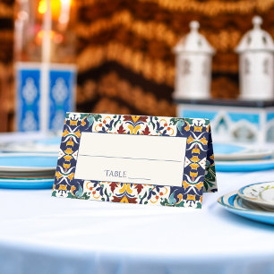 Carte De Placement Azulejo bleu portugais mariage méditerranéen