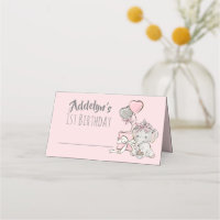 Baby Girl Princess Elephant rose Grey 1er annivers