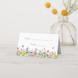 Carte De Placement Baby shower Boho Fleurs sauvages et papillons