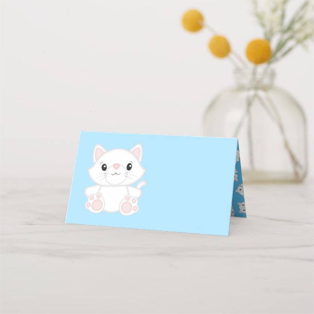 Carte De Placement Baby shower chat Kitty Blue (Devant)