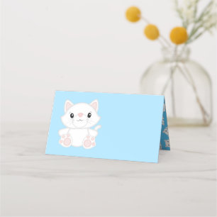 Carte De Placement Baby shower chat Kitty Blue