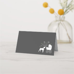Carte De Placement Baby shower Chien Boxer Chien Chien Chien Gris Pup