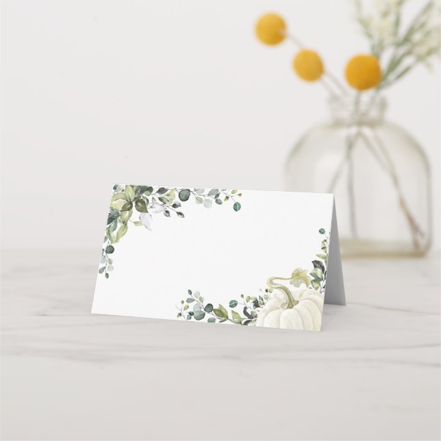 Carte De Placement Baby shower d'automne Citrouille vert Carte de pla (Devant)