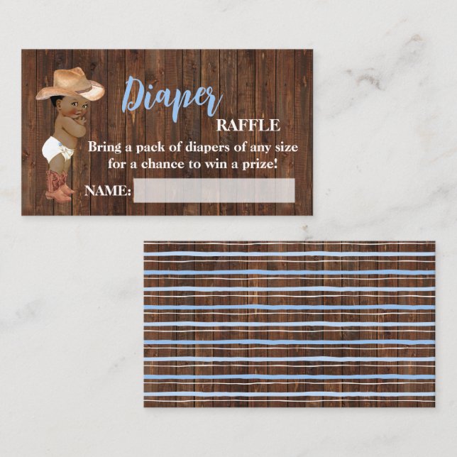 Carte De Placement Baby shower de billet Little AA Cowboy Diaper Raff (Devant / Derrière)