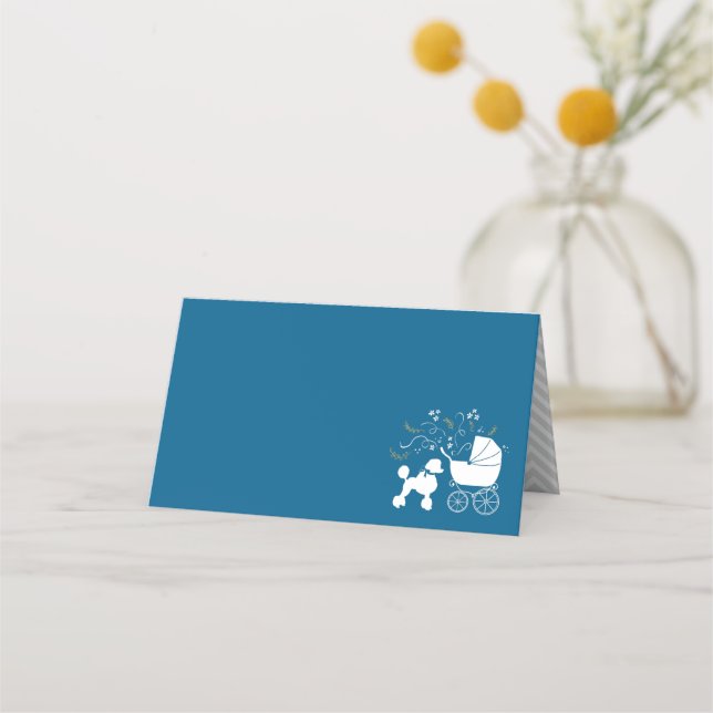 Carte De Placement Baby shower de chien de canicule Garçon bleu (Devant)