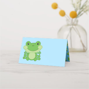 Carte De Placement Baby shower de grenouille bleu
