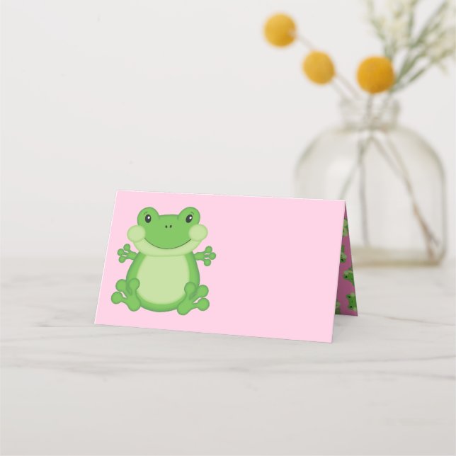 Carte De Placement Baby shower de grenouille rose (Devant)