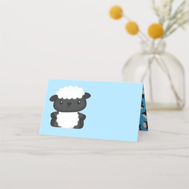 Carte De Placement Baby shower de mouton ferme Blue Boy (Devant)