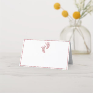 Carte De Placement Baby shower de Parties scintillant rose pieds bébé