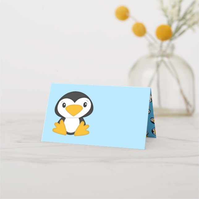 Carte De Placement Baby shower de pingouin (Devant)