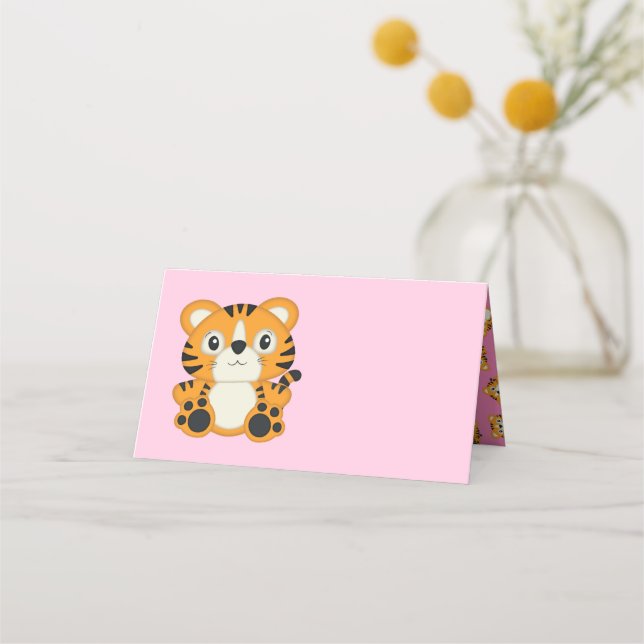 Carte De Placement Baby shower de tigre Safari fille rose (Devant)