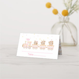 Carte De Placement Baby shower de train rose ours Numéro de tableau