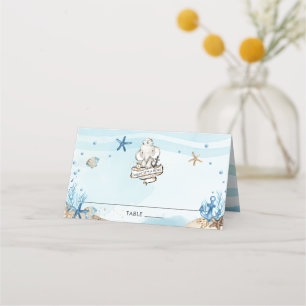 Carte De Placement Baby shower d'éléphant nautique Ahoy C'est un garç