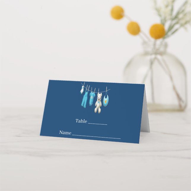 Carte De Placement Baby shower d'illustration pour bébé bleu Marine C (Devant)