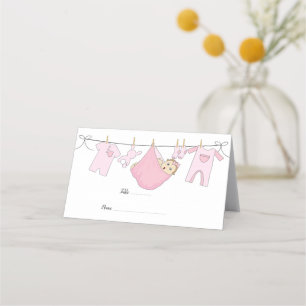 Carte De Placement Baby shower d'illustration rose mignonne