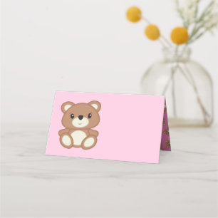 Carte De Placement Baby shower d'ours en peluche rose