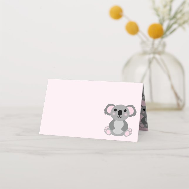 Carte De Placement Baby shower d'ours rose Koala (Devant)
