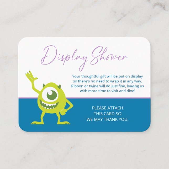 Carte De Placement Baby shower Monsters Inc. | Pas d'enveloppe (Devant)
