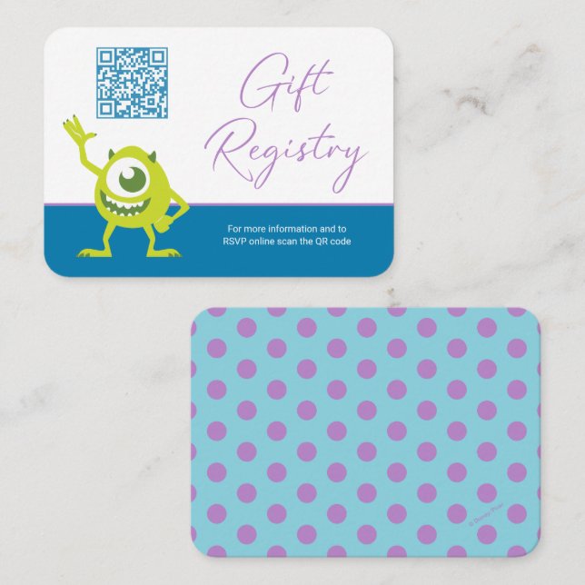 Carte De Placement Baby shower Monsters Inc. | Registre de cadeaux (Devant / Derrière)