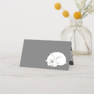 Carte De Placement Baby shower Ours polaire Hiver gris Sexe Neutre