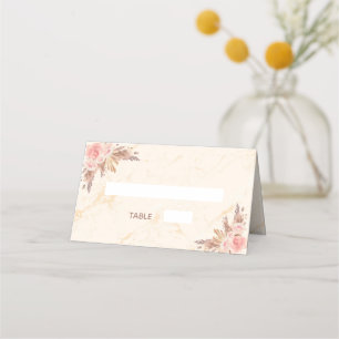Carte De Placement Baby shower pampas herbe flush florales marbre