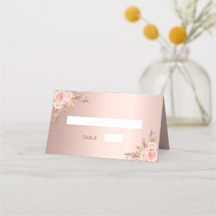 Carte De Placement Baby shower pampas herbe rose or flush florales