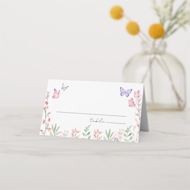 Carte De Placement Baby Shower Papillons Moderne  (Devant)