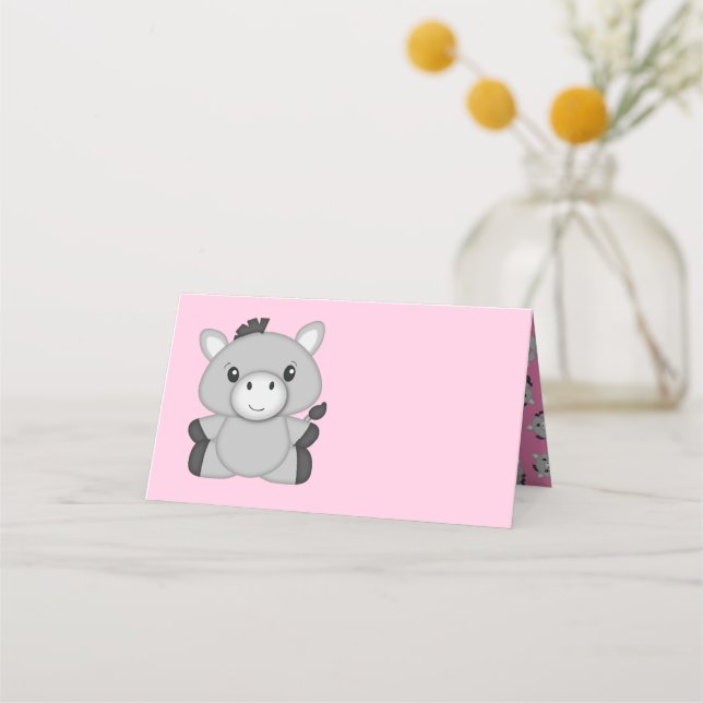Carte De Placement Baby shower rose âne (Devant)