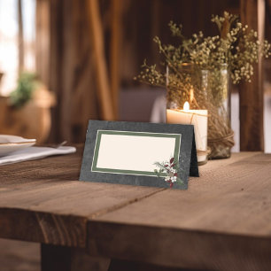 Carte De Placement Baies d'hiver rustiques et Mariage noir de pin