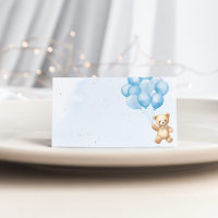 Ballons bleu baby shower ours en peluche