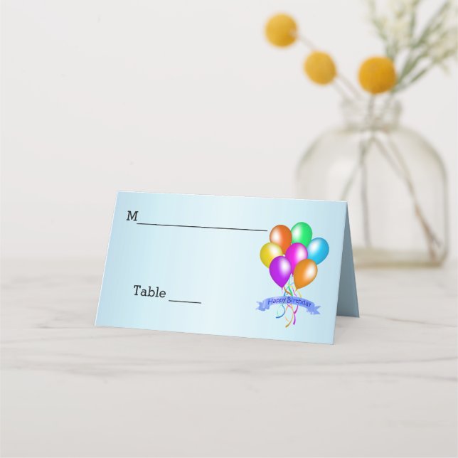 Carte De Placement Ballons d'anniversaire lumineux (Devant)