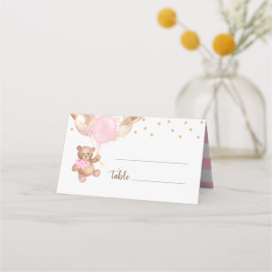 Carte De Placement Ballons Rose Gold Ourson Fête Prénatale