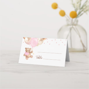 Carte De Placement Ballons Rose Gold Ourson Fête Prénatale Bébé