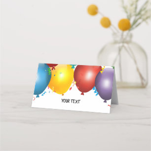 Carte De Placement Balloons Colorés et Confettis Décoration de Table