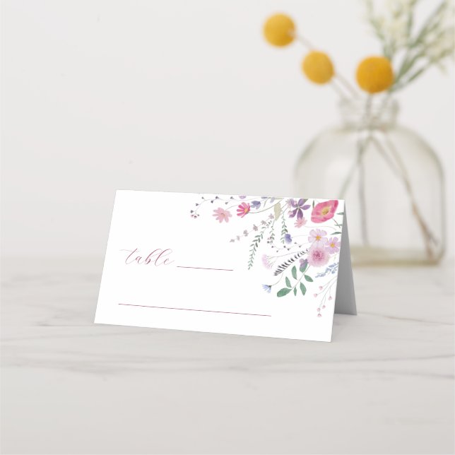 Carte De Placement Baptême fleur sauvage Plié Carte de Place (Devant)