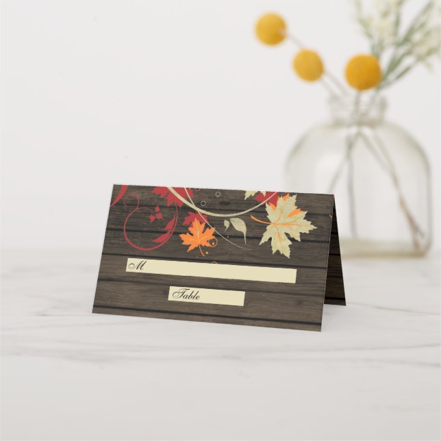 Carte De Placement Barre en bois Rustique Mariage de automne Carte Pl (Devant)