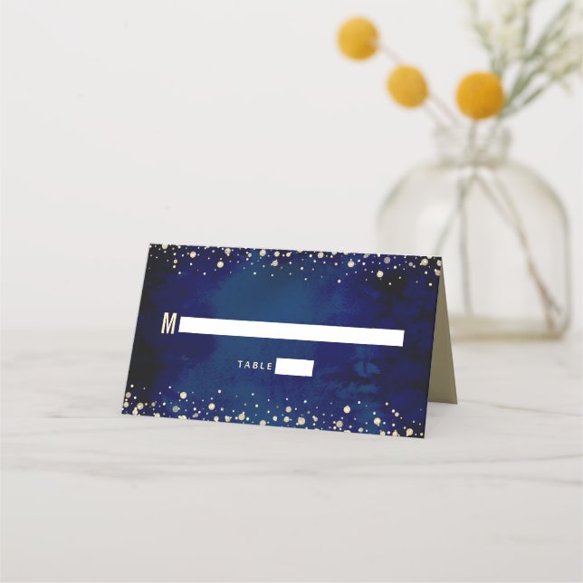 Carte De Placement Bat mitzvah Marine Aquarelle Parties scintillant o (Devant)