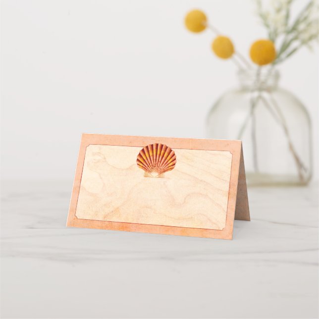 Carte De Placement Beach Sea Shell Elegant Wedding Fiançailles Event (Devant)
