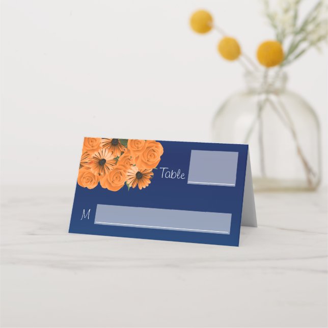 Carte De Placement Beau Rose orange et bleu marine (Devant)