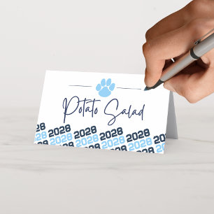 Carte De Placement Bébé Bleu & Marine Pawprint Étiquette pliant, nour
