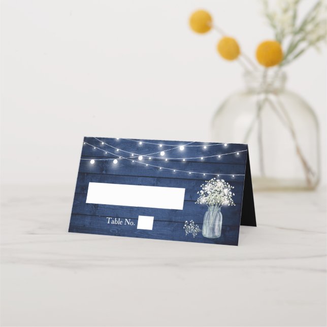 Carte De Placement Bébé's Breath Bois rustique Marine Blue Lights Mar (Devant)