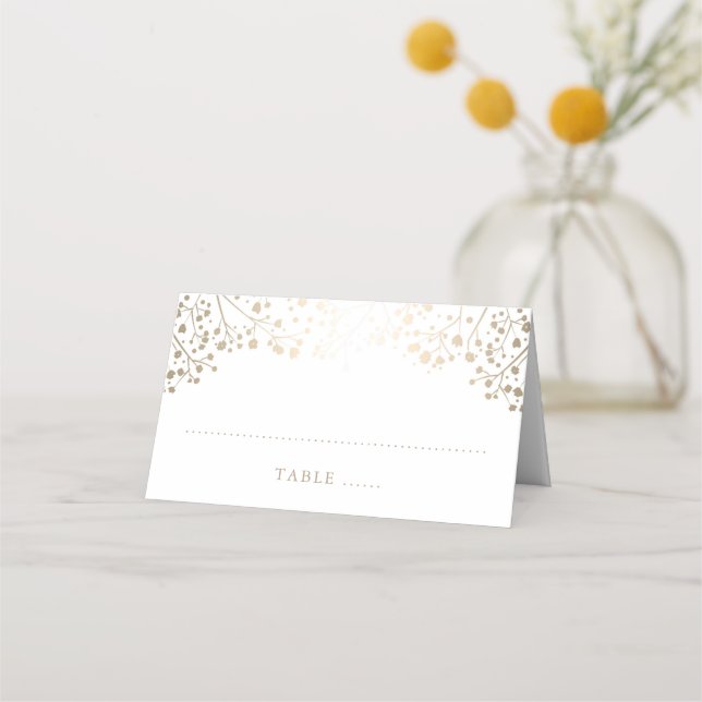Carte De Placement Bébé's Breath Gold et blanc mariage élégant (Devant)